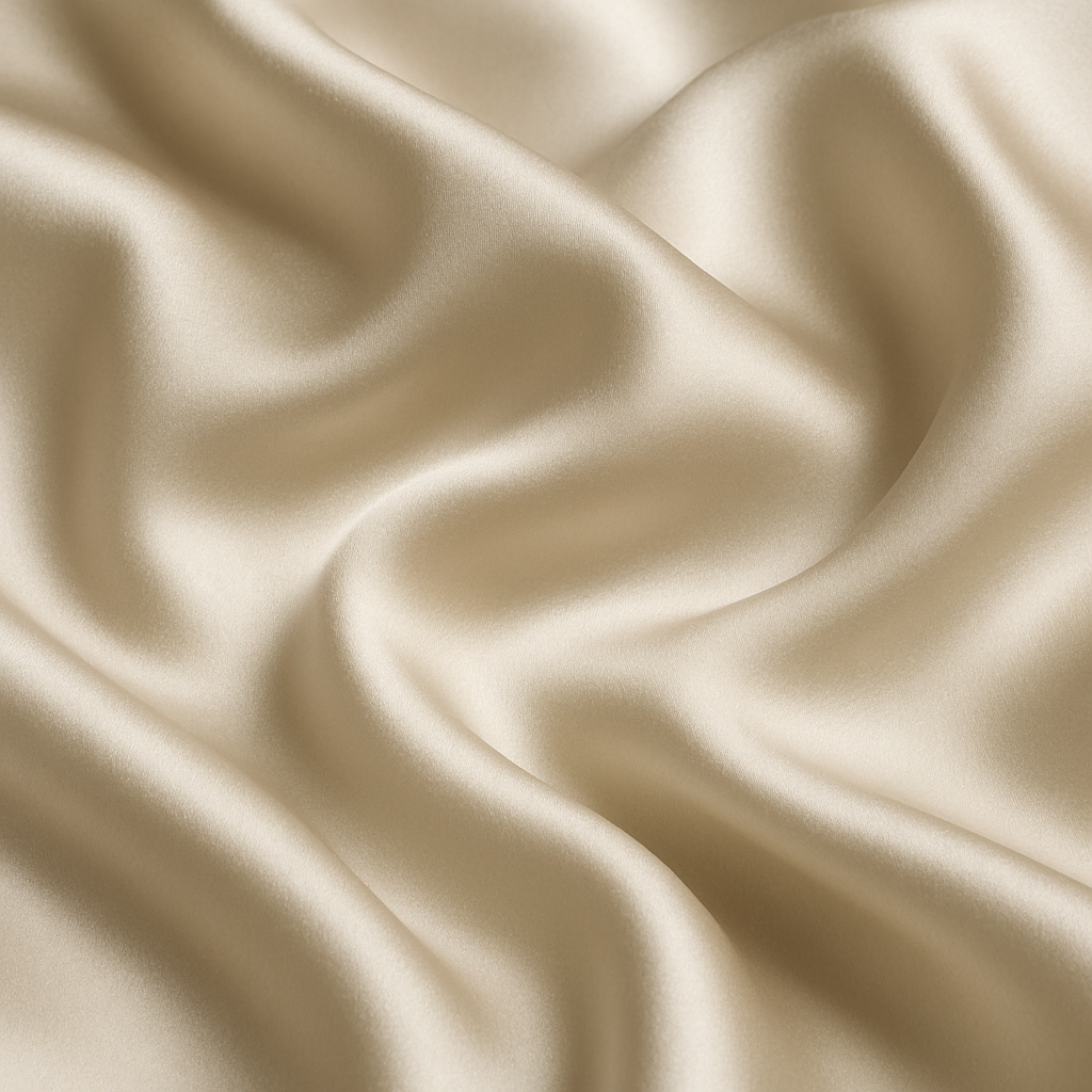 Dettaglio tessuto Cool Silk beige LOSA, morbidezza e leggerezza fibra naturale