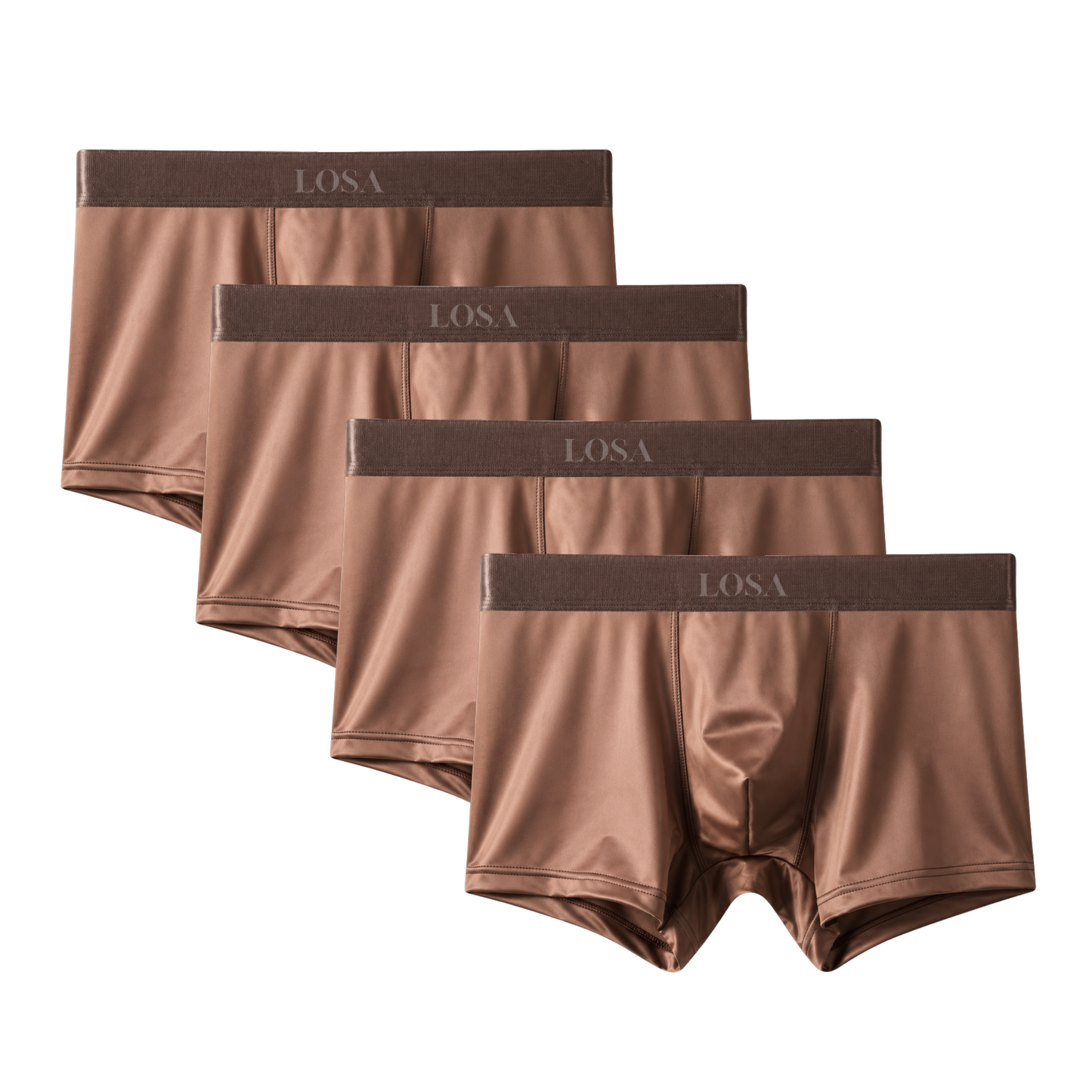 Boxer uomo LOSA Cool Silk color brown — tessuto seta ghiaccio premium