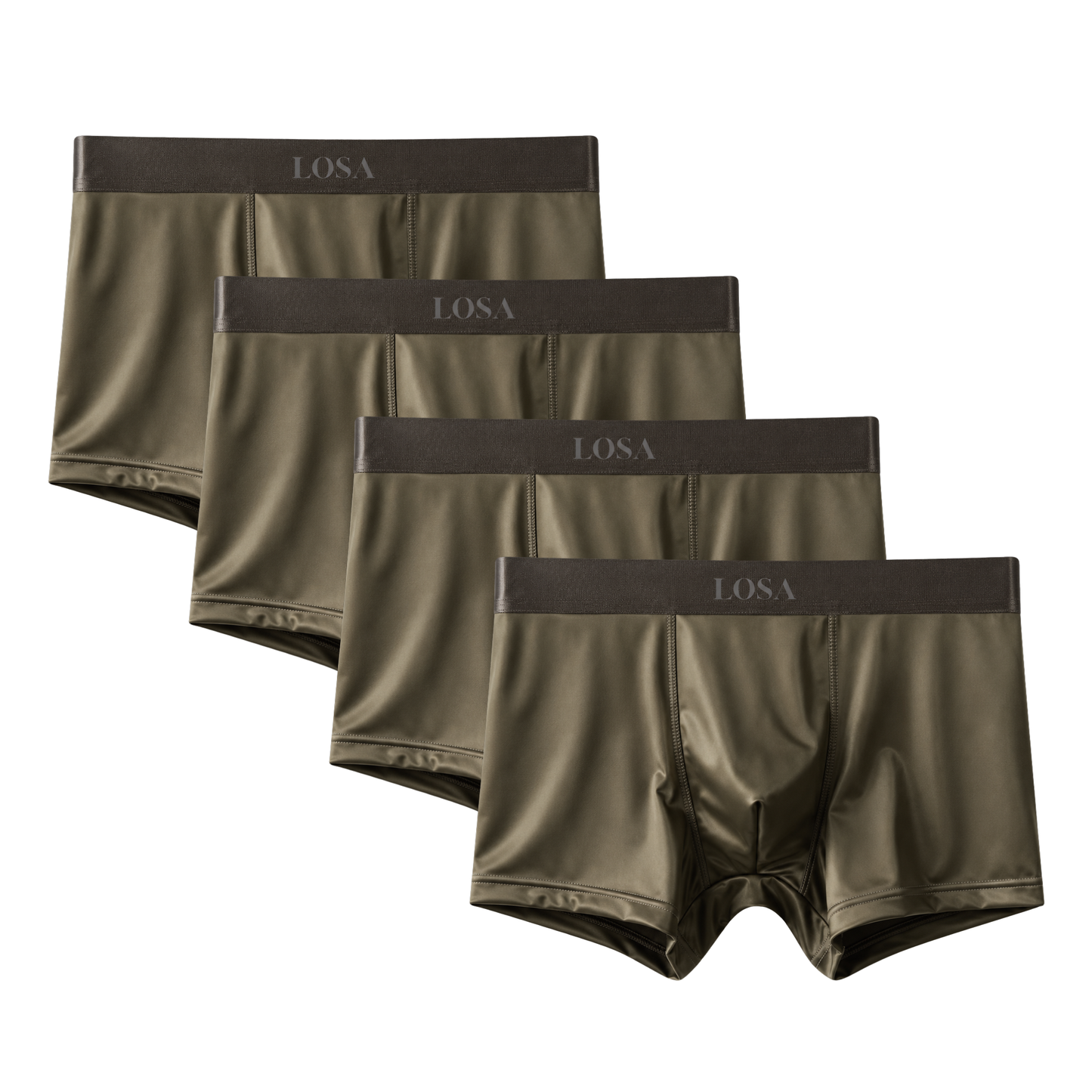 Boxer uomo LOSA Cool Silk color Olive — tonalità esclusiva premium, seta ghiaccio